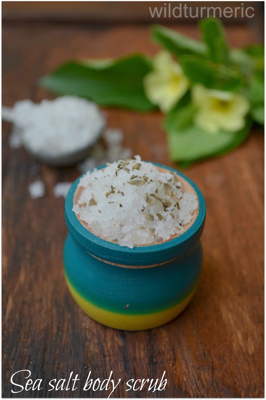 DIY Homemade Salt Scrub Recipe for Face, Hands, Feet &am photo